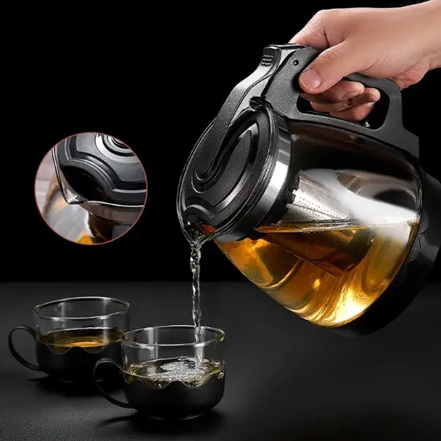 5886 Flame Proof Glass Kettle & Cup Set With Stainer High Quality Kettle Set For Home & Cafe Use (4 Cup & 1 Kettle) 5886 Flame Proof Glass Kettle & Cup Set With Stainer High Quality Kettle Set For Home & Cafe Use (4 Cup & 1 Kettle)